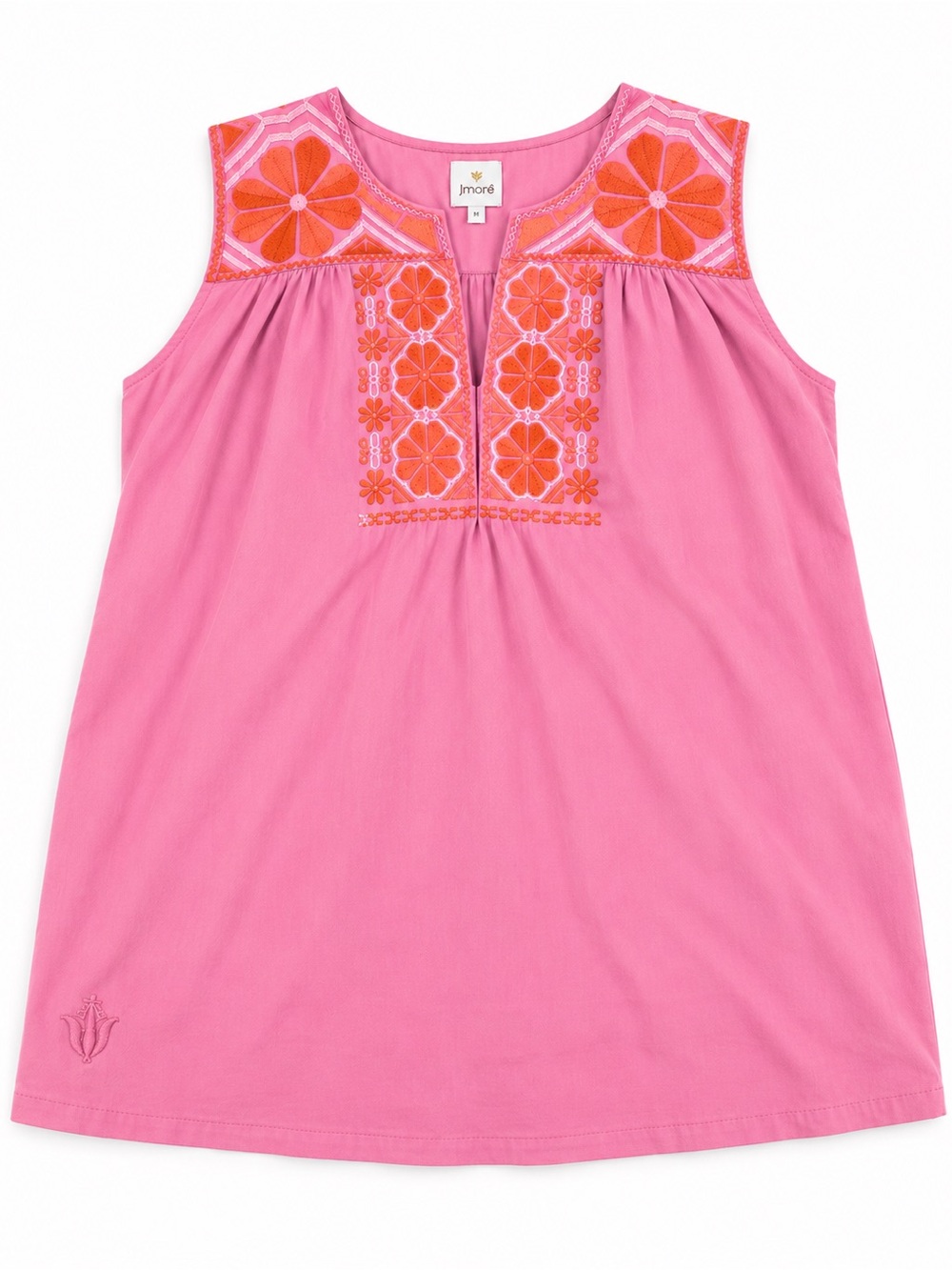 J.Marie Women’s Pink and Orange Sleeveless Embroidered Top